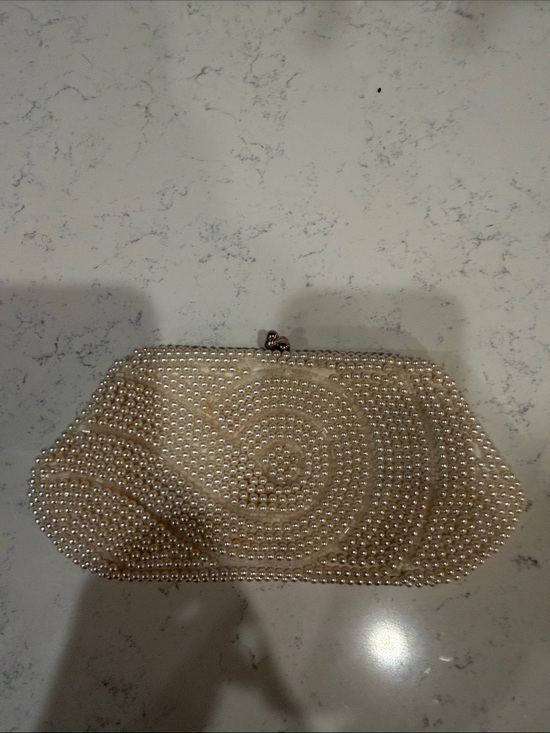 Handbags - Vintage Pearl-Embellished Ivory Clutch Evening Bag